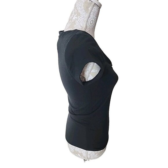 J. Crew Top Black Modal Form Knit V-neck Cap Sleeve Shirt Spring 23 Women's XS - Picture 8 of 10